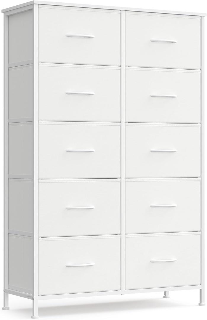 SONGMICS Dresser for Bedroom, Tall Dresser with 10 Fabric Drawers, 11.8"D x 30.2"W x 45.9"H 