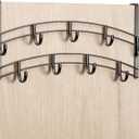 LYNK Professional Home Over the Door Hooks - 9 Hook Over the Door Coat Rack - Over the Door Hanger - Hanging Towels or Clothes - Bathroom, Bedroom, Laundry Room - Bronze
