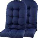 Outdoor Adirondack Chair Cushions Set of 2, Non-Slip Waterproof High Back Tufted Patio Seat Pads for Porch Rocking Chair 44"x19.6"x4.7", Navy Blue