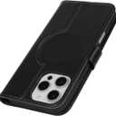 Zouzt for iPhone 16 Pro Max 6.9 Inch Genuine Leather Wallet Case with Card Holder, Compatible with MagSafe Magnetic Wireless Charging Flip Folio Cover Women Men for iPhone 16 Pro Max - Black