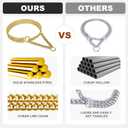 Stainless Steel & 18K Gold Dog Chain Collar - Adjustable, Chew Proof, Cuban Link, Double Row, Metal, Walking Collar for Large, Small, Medium Dogs (S 12" -16")
