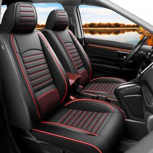 Custom Fit Honda CRV Car Seat Covers Fit for 2017 2018 2019 2020 2021 2022 EX,EX-L,LX,Special Edition,Touring,Leather Seat Protector Replacement,Waterproof Faux Leather(Full Set,Black&Red)