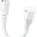 KUNCAN Short Power Extension Cord - 15A 6 Inch 3 Prong Outlet Saver, 1875W 14AWG/3C SJTW Heavy Duty Power Cord Extension Cable (NEMA 5-15P to NEMA 5-15R) Indoor/Outdoor Use, White 1-Pack