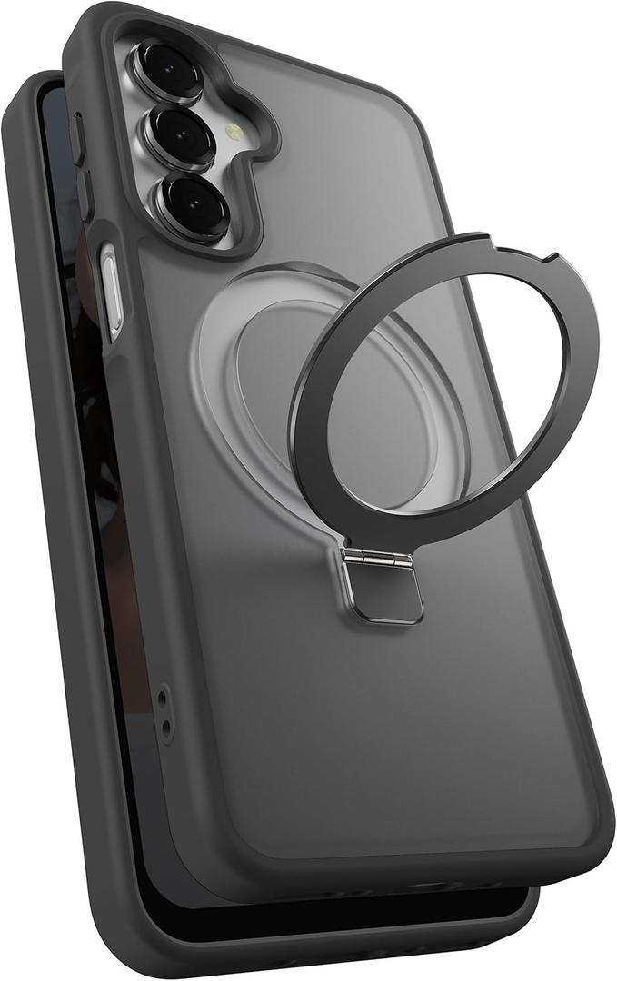 for Samsung Galaxy A16 / A17 / A26 Magnetic Phone Case with Kickstand, Compatible with Mag-Safe, Slim Shockproof Translucent Matte Mag-Stand Cover, Built in Kick Stand, Black