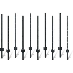 Black PVC Coated Metal Fence Posts for Wire Fence, Pack of 10, No-Dig U Post for Garden, Farm, Yard, and Other Outdoor Settings, Easy Installation (4FT)