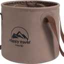 Collapsible Bucket,2.5 Gallon(10L) Portable Foldable Bucket,Large Folding Bucket, Folding Bucket Water Storage Container, Foldable Bucket with Handle for Fishing, Hiking,Camping (A Coffee)