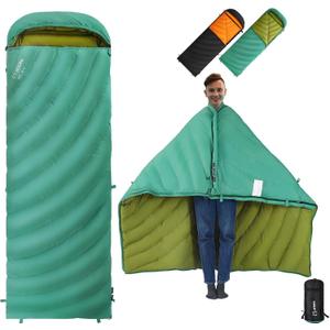 ATEPA Down Sleeping Bag, Recycled 650FP 4 Season Summer & Winter Compact Rectangle Lightweight Waterproof Wearable Sleeping Bag with Compression Sack for Camping Backpacking Hiking