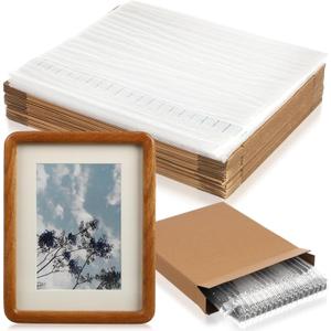Tenceur 40 Pack Shipping Boxes for Picture Frames 8x10, Include 20 Cardboard Box 20 Bubble Pouch, Flat Corrugated Cardboard Box for Small Business Book Picture Shipping Boxes Moving Packaging Supplies