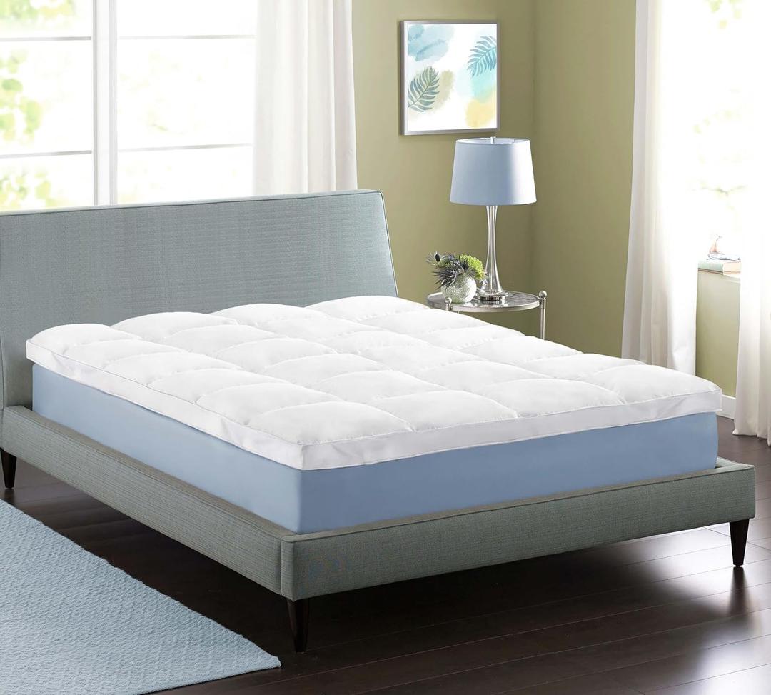 Superior Mattress Topper, Down Alternative, 2 Inch Deep Sized Bed Pillow Top, Comfort Pad, Fluffy Mattress-Topper Protector, Plush Cooling Extra Soft, Hotel Quality, Sleep, All-Season, Twin, White