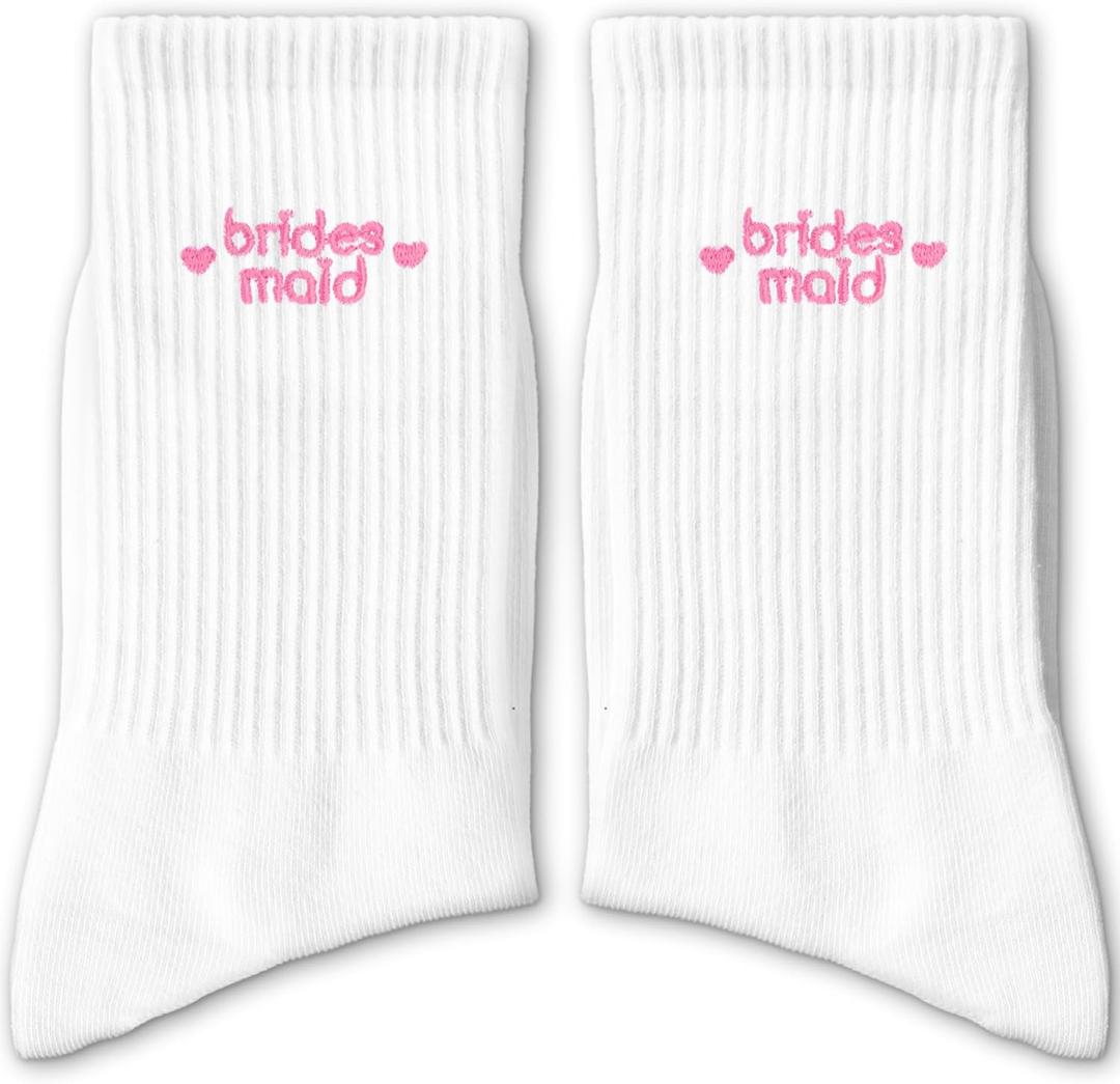 Cute Bridemaids Socks - White Embroidery Wedding Socks For Bride Maids