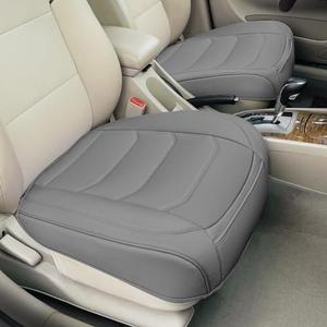 BOPUOVRE Car Seat Cover for Luxury & Comfort - PU Leather, Anti-Slip, Full Wrap Protection with Storage Pocket for Bottom Cushion - Universal Fit for 95% of Vehicles (Gray,2 Piece)