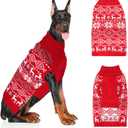 XX-Large Dog Christmas Sweater, Thick Warm Doggie Sweatshirt with Leash Hole, Snowflake Reindeer Dog Holiday Pullover Sweats for Cold Weather, Winter Knit Turtleneck Dogs Sweater for Large Dogs XXL