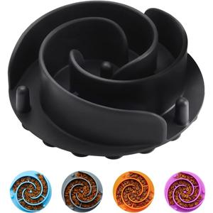 Slow Feeder Dog Bowls Insert, Animire Soft Silicone Slow Eating Dog Food Bowl for Small, Medium and Large Dogs, Compatible with Regular and Elevated Bowls (Black)
