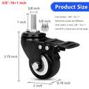 2"Stem casters set of 4 Heavy Duty Inch Threaded Stem 3/8"- 16 x 1" casters Wheels with Safety Dual Locking furniture casters Swivel Castors with Brakes 500Lbs