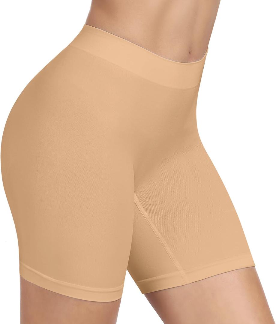 BESTENA Slip Shorts for Under Dresses Seamless Smooth Workout Yoga Bike Shorts for Women (Small, Nude)