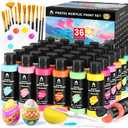 52 Pcs Pastel Acrylic Paint Set with 12 Brushes, 2 Knives & Palette, 36 Colors (2oz/60ml) - for Adults, Kids, Artists & Beginners - Canvas Ceramic Rock Wood Egg Painting Kit