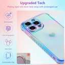 ZTOFERA for iPhone 15 Pro Case 6.1 inch,Cute Colorful Iridescent Plating Edge Case with Love Hearts Pattern,Camera Lens Protection Shockproof Phone Case for Women Girls,Iridescent Blue