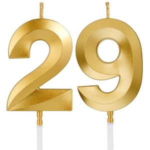 Birthday Candles, 1.96 Inch Number 28 Happy Birthday Candles, Number Candles Decoration for Birthday Party and Anniversary Celebration(Champagne Gold)