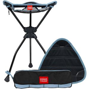 GRAND TRUNK Compass 360 XT Extra Tall Swivel Stool Compact Portable Outdoor Seat with 260 lb Capacity for Camping and Travel Sea Black