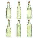 BULK PARADISE Assorted Green Glass Bottles with Corks, 6 Pack, 2.5in X 9in, 16oz