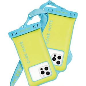 Case-Mate 2 Pack IP68 Waterproof Phone Pouch - Floating Waterproof Phone Case w/Crossbody Lanyard - Beach Cruise Ship Travel Essentials - Compatible w/All Devices, Touchscreen Friendly - Citrus Splash