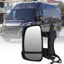 Left Driver Side Mirror Compatible with 2014-2024 Ram Promaster 1500/2500/3500,Mirrors with Heated,Power Glass,Turn Signals Light,Temperature Sensor,Replaces# 5VE99JXWAD(Short Arm)8+2Pins