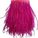 Happy feather 2 Yards 5-6inch Pink Ostrich Feathers Trim Fringe for DIY Dress Sewing Crafts Costumes Decoration-Fuchisa
