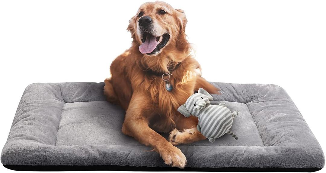 Dog Beds Crate Pad for Medium/Large Dogs Fit Dog Crates,Washable & Anti-Slip Kennel Pad for Dogs Cozy Sleeping Mat,Gray 42inch