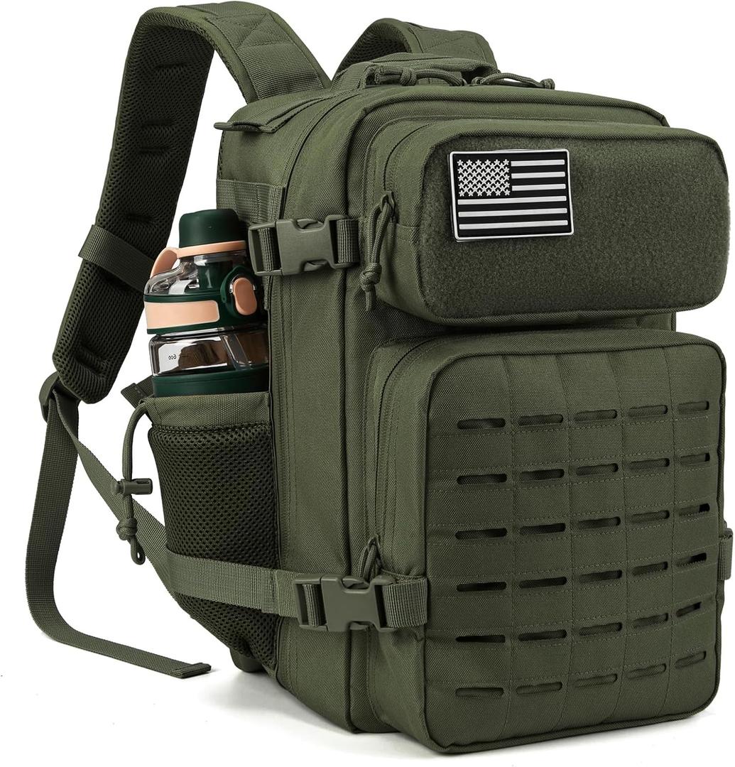 QT&QY 25L/35L/45L Military Tactical Backpack For Men Molle Daypack 3 Day Bug Out Bag Hiking Rucksack With Bottle Holder