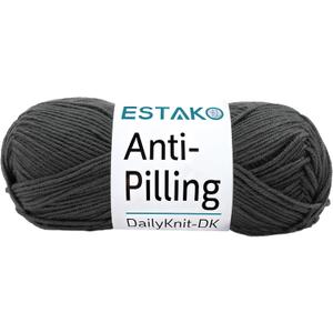 Estako DailyKnit-DK - 100% Anti-Pilling Acrylic Yarn - Soft DK Light Weight #3 - (3.52 oz / 273 Yds) - for Knitting & Crocheting (80091 - Dark Grey)