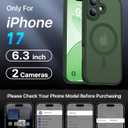 Magnetic Shockproof for iPhone 17 Case,[Full Camera Protection][Compatible with Magsafe][Non-Slip][Mil-Grade Protection] Slim Anti-Yellow Translucent Matte Phone Case for iPhone 17,Forest Green