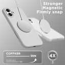 Magnetic for iPhone 16 Plus Case, Compatible with Magsafe, Suction Cup Phone Mount - 2 Screen Protectors - Camera Lens Protector, Silicone Shockproof Protective Phone Cover 6.7", Light Gray