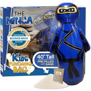 INFLATABLE DUDES Ninja Toy 40 Inches -Kids Punching Bag | Already Filled with Sand| Bop Bag | Inflatable Bopper | Boxing | Ninja Birthday Party | Punching Bag for Kids- (Little Dudes Nobi)