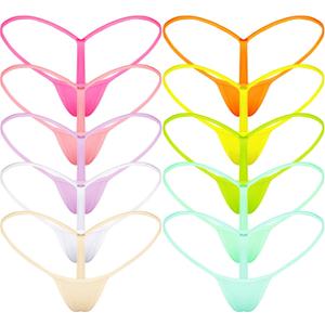 Mbotnee G-Strings Micro Thongs for Women Tiny Panties Low Rise T-back Underwear (10 Packs-multicolors 3)