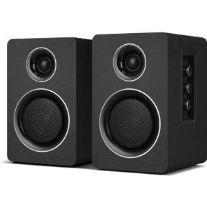 Computer Speakers for Desktop PC, Active Bookshelf Speaker with 3" Carbon Fiber Woofer and Silk Film Tweeter, Supports Bluetooth 5.3, USB-C, AUX/RCA Input for Record Player TV - Black Stereo Set