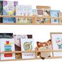 Nursery Book Shelves - Wall Mounted Set of 2, 32 inches Wooden Floating Bookshelves for Kids' Room and Study Room