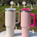 4 x Compatible with Stanley Cup Accessories, 2PCS Butterfly Letter Charms with 4PCS 10mm Stanley Straw Cover Cap for Stanley Cup 30&40 Oz, Silicone Stanley Straw Toppers for Stanley Tumbler(O)