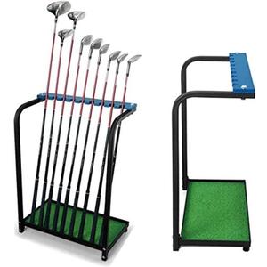 Nisorpa Golf Club Organizer Rack Golf Club Display Stand Rack Holder Shelf Golf Putter Rack Holder Stand 9 Putters Metal Golf Club Stand 9 Clubs with Artificial Grass Mat