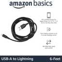 Amazon Basics 2-Pack Apple MFi Certified USB-A to Lightning Charger Cable for iPhone 14 13 12 11 X Xs Pro, Pro Max, Plus, iPad, 6 Foot, Black