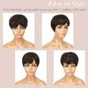 RUWISS Pixie Cut Wig Human Hair Wigs Human Hair Wig with Bangs Natural Short Black Wig Layered Wavy Different Style Short Wigs for Black Women (F2/30#)