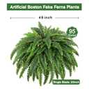 Single Silky Artificial Boston Fern Bush, 49Inch Large Artificial Ferns for Outdoors, Large Faux Ferns Artificial Plants,Suitable for Decorating Office, Living Room Faux Greenery,95Branches