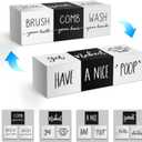 Farmhouse Set of 3 Rustic Wooden Bathroom Shelf Decor with Unique Sayings - Cute Black and White Bathroom Decor for Guest Restroom Home Decoration