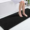OLANLY Bathroom Runner Rugs 59x20, Extra Soft Absorbent Chenille Bath Rugs, Rubber Backing Quick Dry, Machine Washable Long Bath Mats for Bathroom Floor, Tub and Shower, Home Decor Accessories, Black