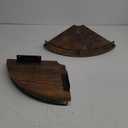 Corner Floating Shelves, Rustic Brown Wood, Set of 2, Wall Mount Storage with Guardrail for Bathroom Kitchen Living Room