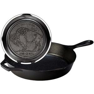 Lodge Cast Iron Buffalo Nickel Skillet, 10.25 Inch