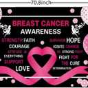 Breast Cancer Awareness Backdrop Banner Decorations with 70.8"X43.3", Hope Faith Strength Courage Breast Cancer Pink Month Photography Background for Charity Activities Party Decor
