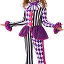 Spooktacular Creations Halloween Clown Costume for Girls, Jester Clown Costume for Kids, Halloween Role Play & Dress Up (Small(5-6 yrs))