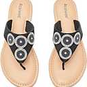 Ataiwee Women's Flat Slide Sandals - Comfortable Bling Simple Strappy Bohemian Thong Summer Flat Sandals, Size: 8.5