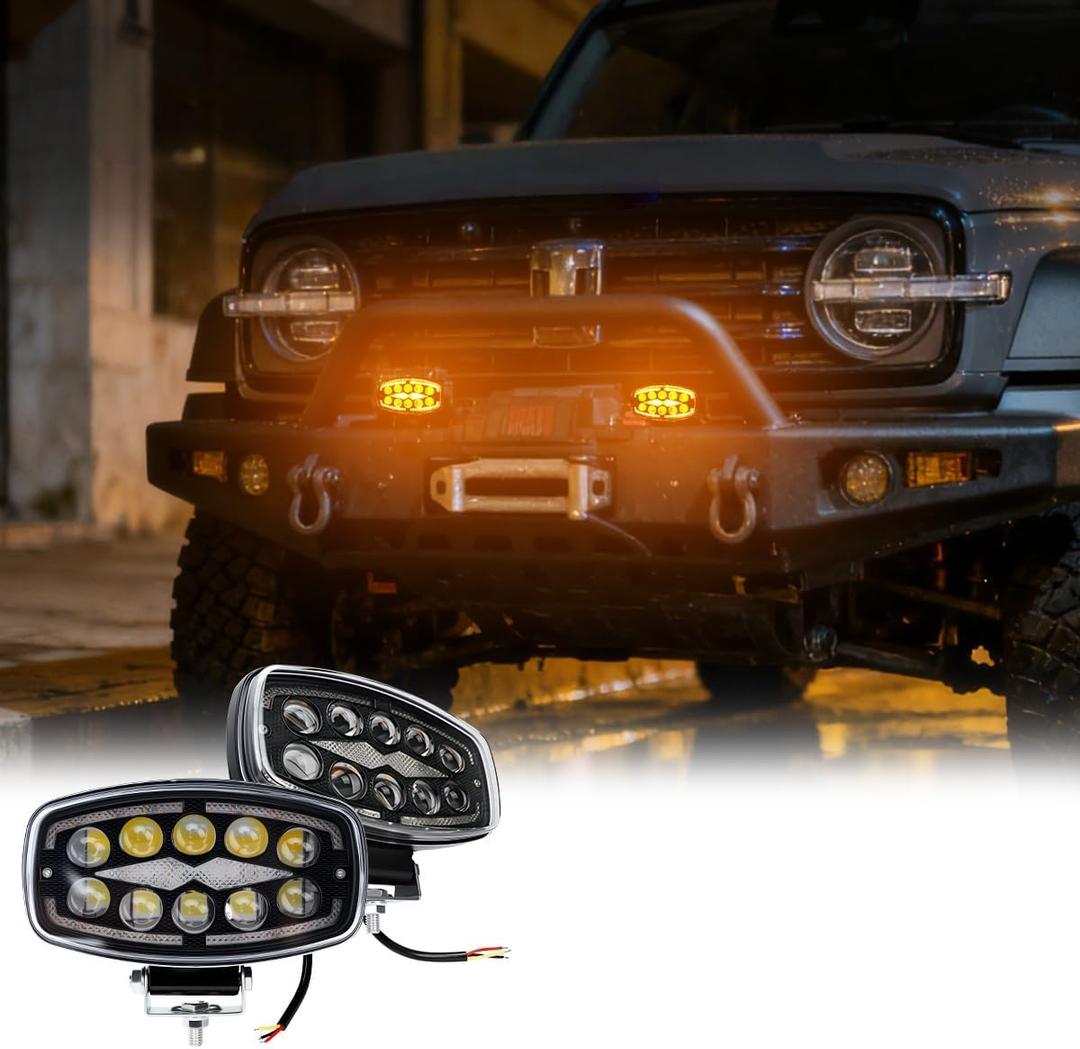 LED Light Bar 2PCS 60W Combo Spotlight High And Low Beam Road-Assist Light Waterproof Front Headlight Off-Road, High-Brightness Waterproof Work Fog Driving Lamp for Motorcycle Pickup Truck ATV UTV SUV