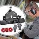 45 Degree Tile Chamfering Tool Kit Include a 45 Degree Angle Cutting Tool with Handle and Dust Removal Pipe, 3 Diamond Blades and a Pair of Work Gloves for 115 to 125mm Angle Grinders